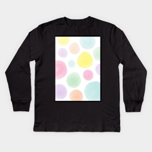 Colorful Pastel Polka dot watercolor pattern Kids Long Sleeve T-Shirt